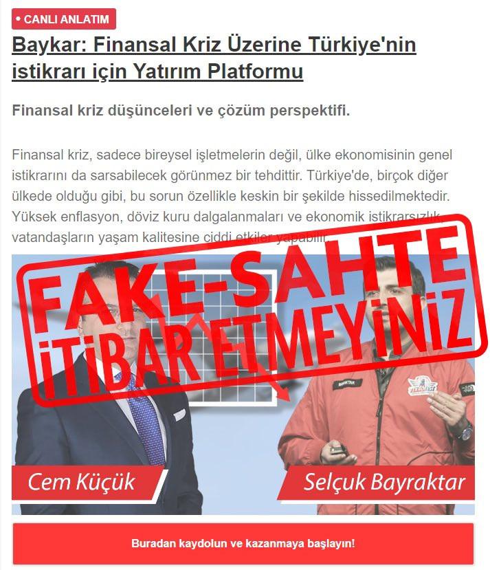 Baykar'dan vatandaşlara uyarı: Çağrılara itibar etmeyin!