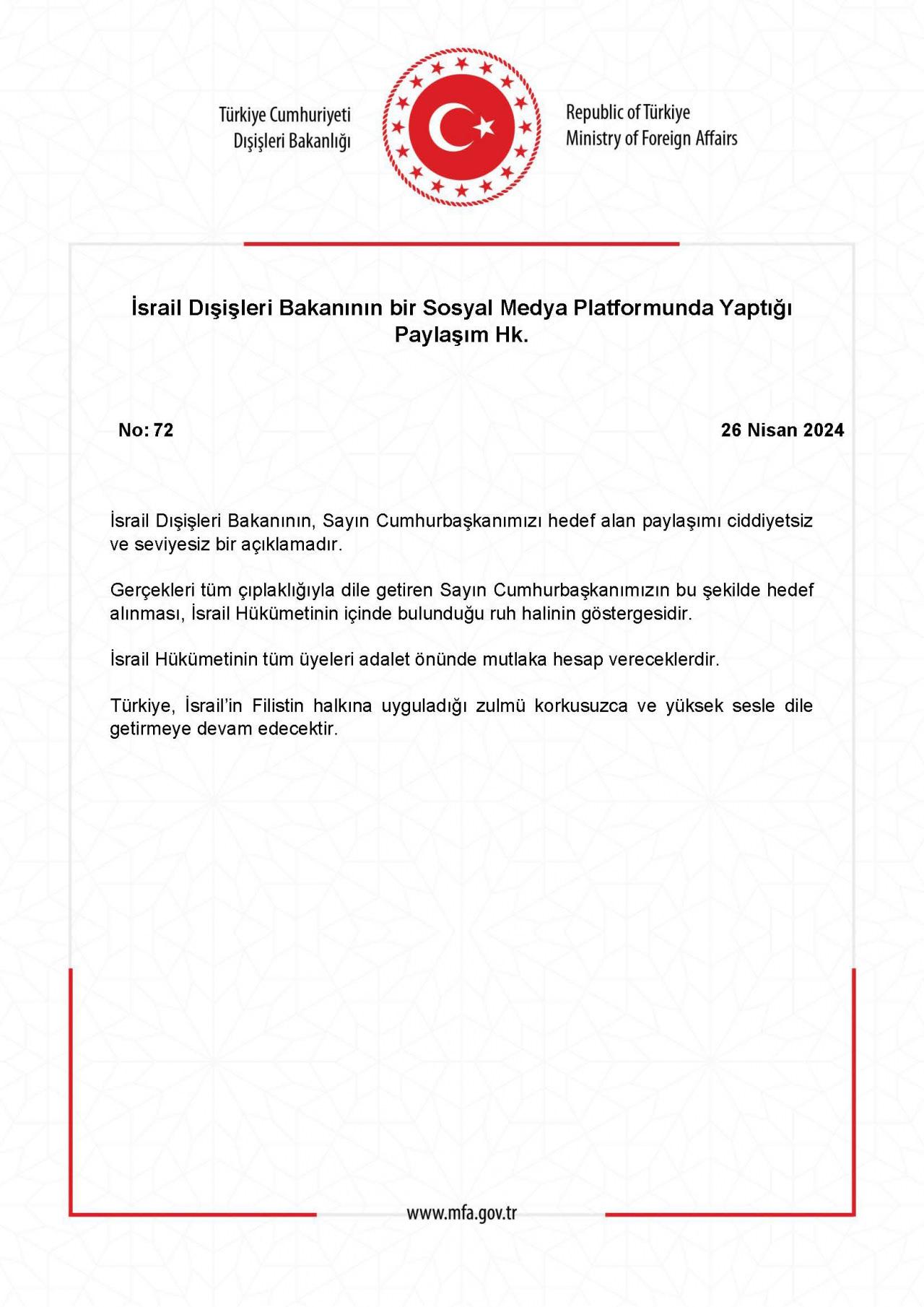 İsrail'den hadsiz paylaşım! Erdoğan'ı hedef aldılar! Türkiye'den çok sert tepki