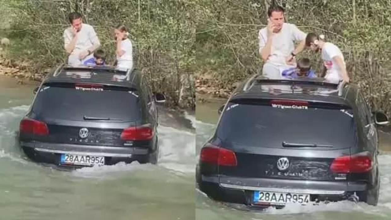 Giresun’da faciadan dönüldü! 4’ü çocuk 7 kişi derede mahsur kaldı