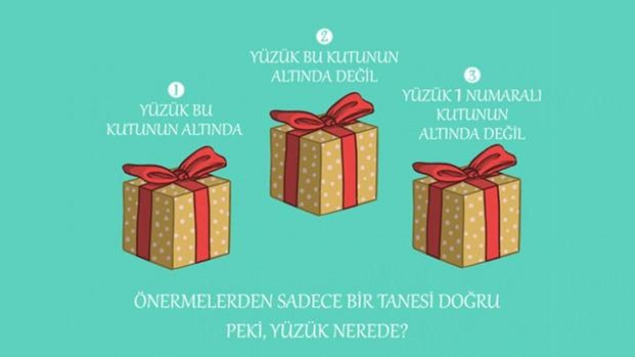 Sadece bir tane önermenin doğru olduğu bu zeka testi bulmacasında yüzüğün nerede olduğunu bularak eleştirel düşünme konusunda yeteneğinizi kanıtlayın!
