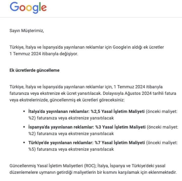 Google'dan Türkiye’deki tüm reklamlara zam kararı