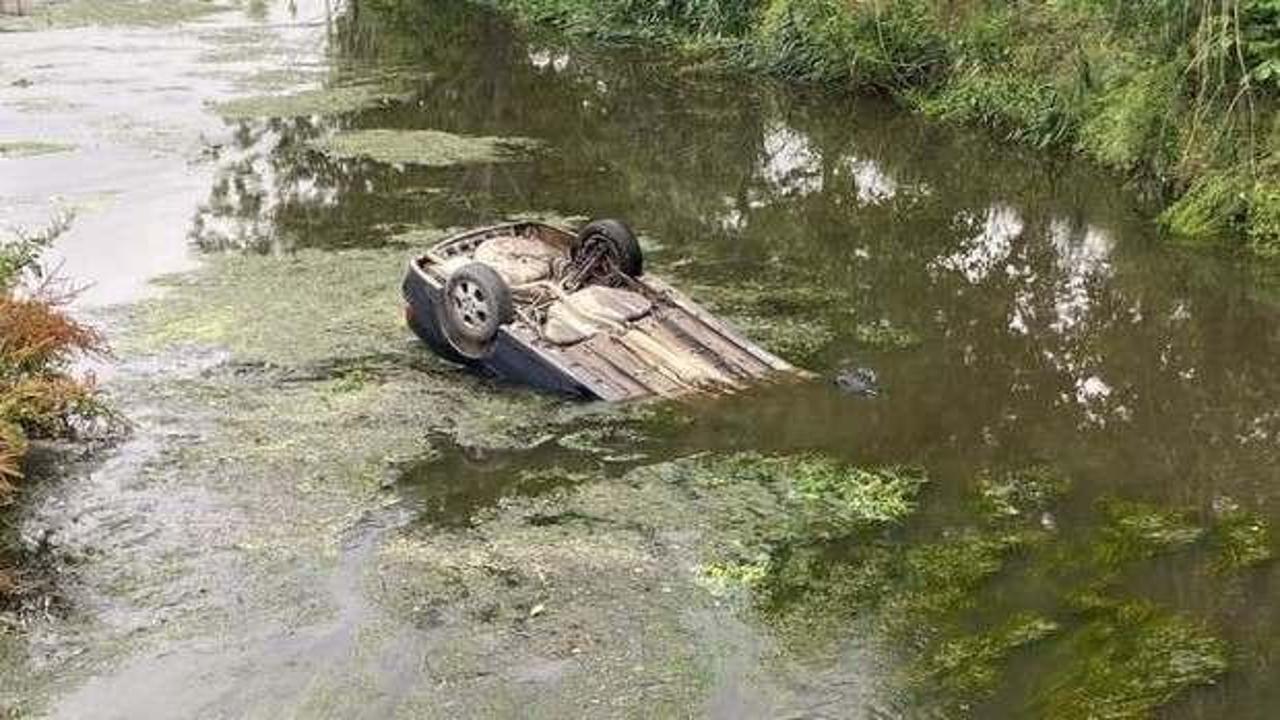 Kadın sürücü otomobiliyle dereye uçtu!