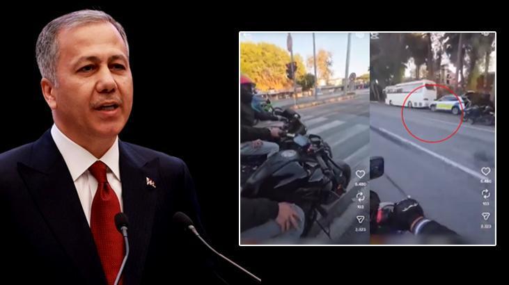 ALANYA’DA TRAFİK ŞOVU: POLİS ÜZERİNE MOTOSİKLET