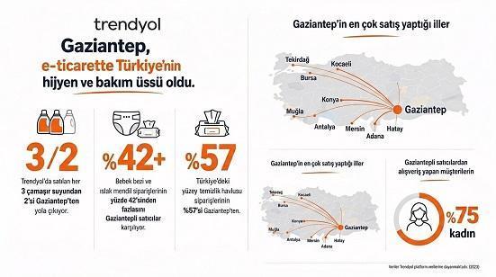 Trendyol verileri: Temizlik ve bebek ürünlerinde Gaziantep e-ticarette öne çıktı
